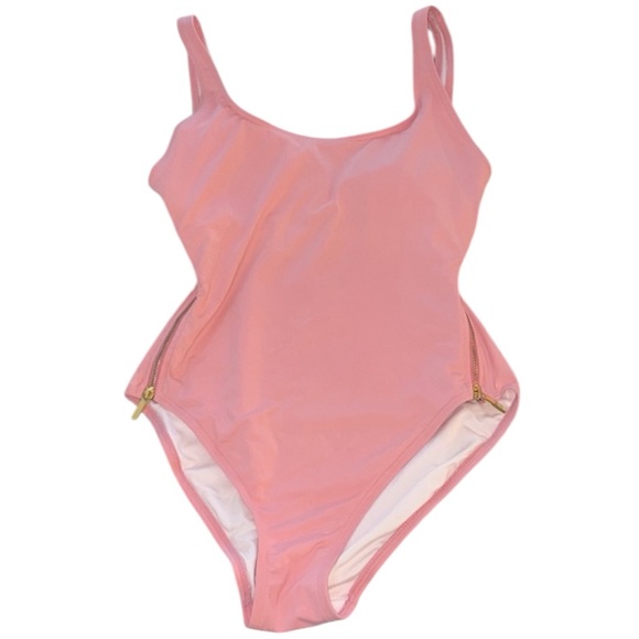 CARMEN MARC VALVO Season Cruise U-Back Side-Zip Swimsuit in Soft Pink Size 14 - Picture 1 of 16